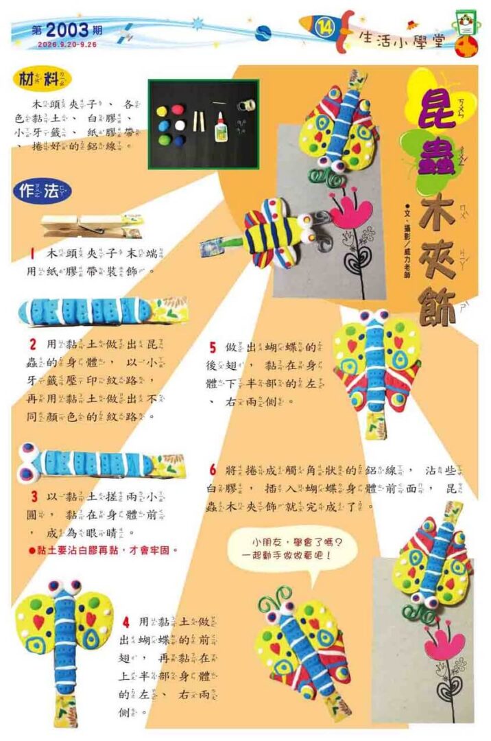14 生活小學堂 昆蟲木夾飾